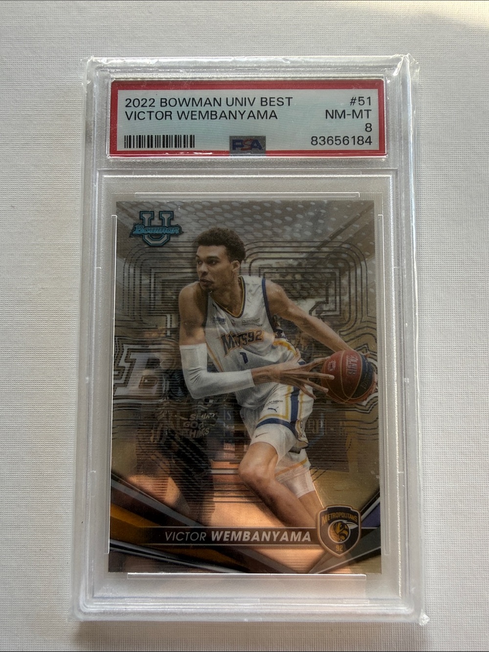 2022 Bowman University Best Victor Wembanyama #51 – PSA 8 NM-MT